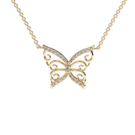 Náhrdelník s diamantmi Shiny Butterfly