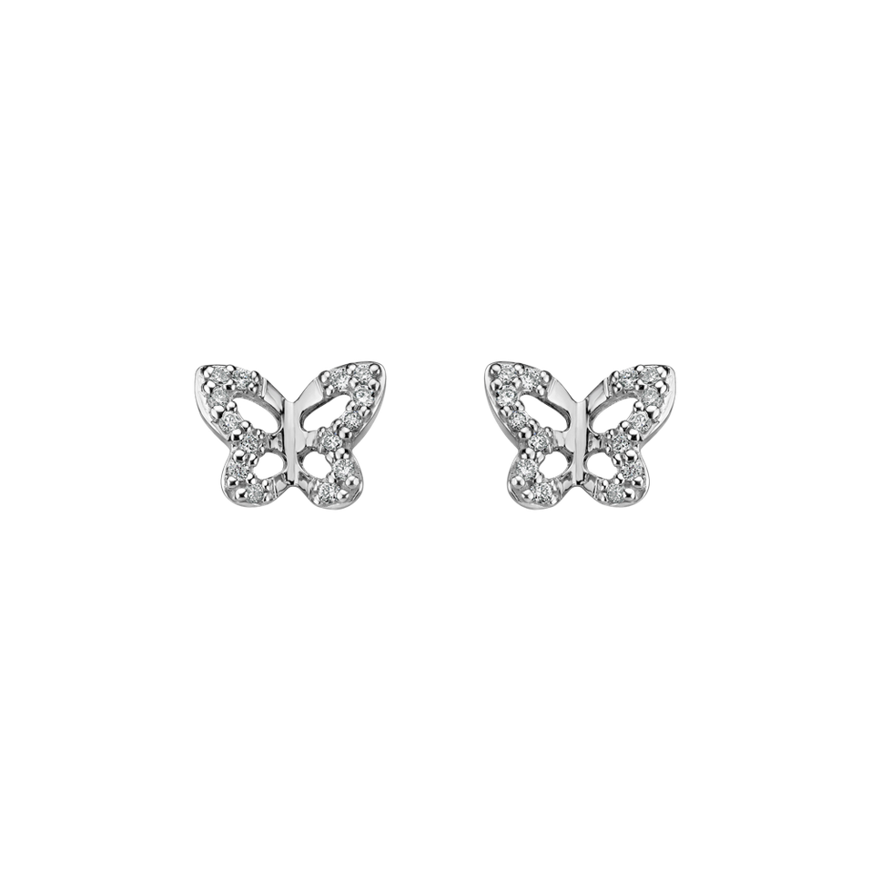 Náušnice s diamantmi Cute Butterfly