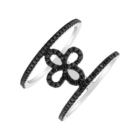 Prsteň s čiernymi diamantmi Gorgeous Flower