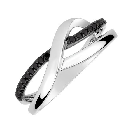 Prsteň s čiernymi diamantmi Elegant Twist