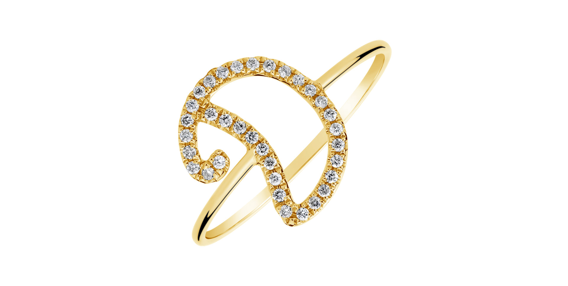 Prsteň s diamantmi Curly Glittery D