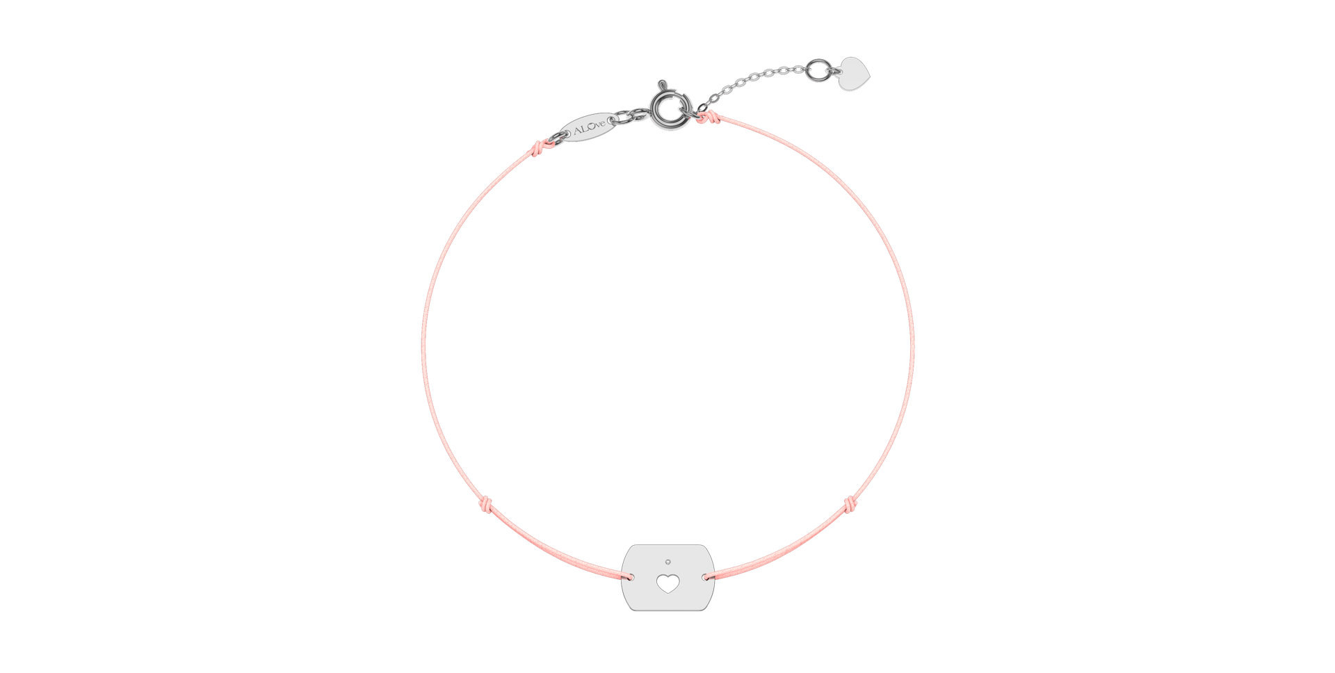 Diamantový náramok so šnúrkou Heart Stamp