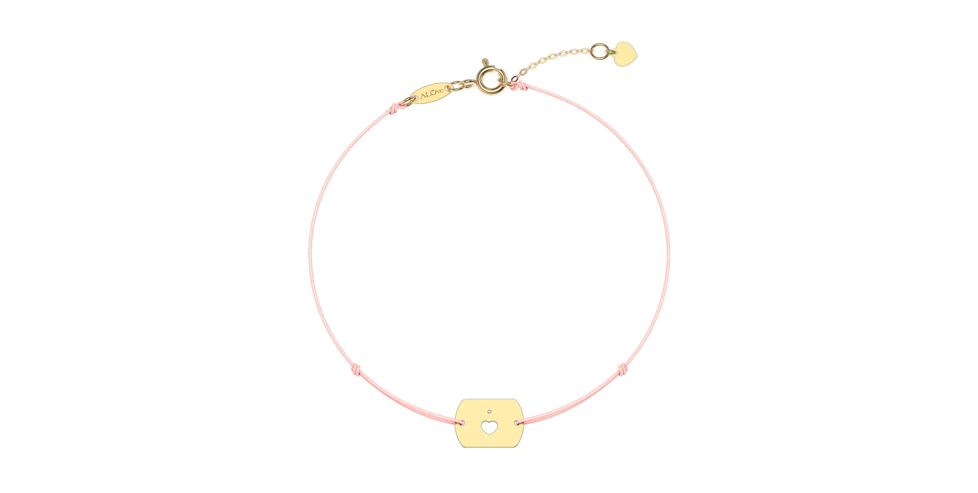 Diamantový náramok so šnúrkou Heart Stamp