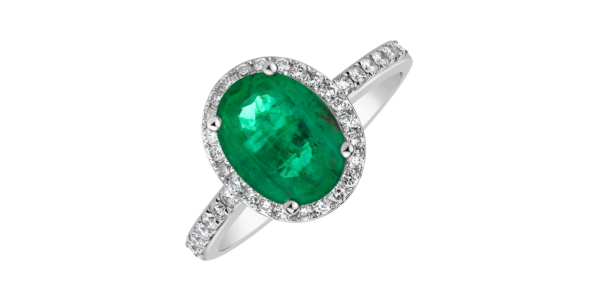 Prsteň s diamantmi a smaragdom Princess