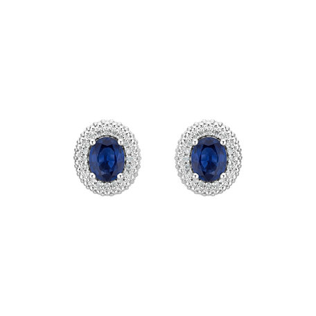Náušnice s diamantmi a zafírom Royal Sapphire