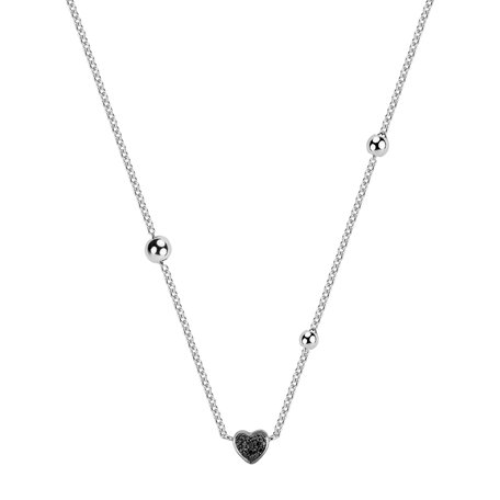 Náhrdelník s čiernymi a bielymi diamantmi Tender Heart