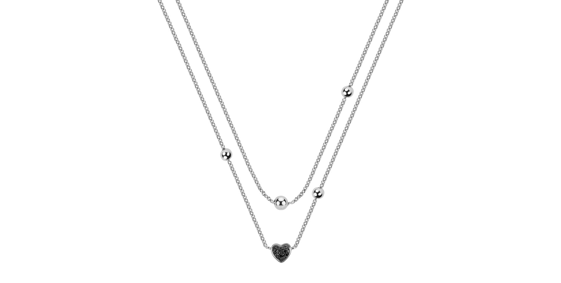 Náhrdelník s čiernymi a bielymi diamantmi Tender Heart