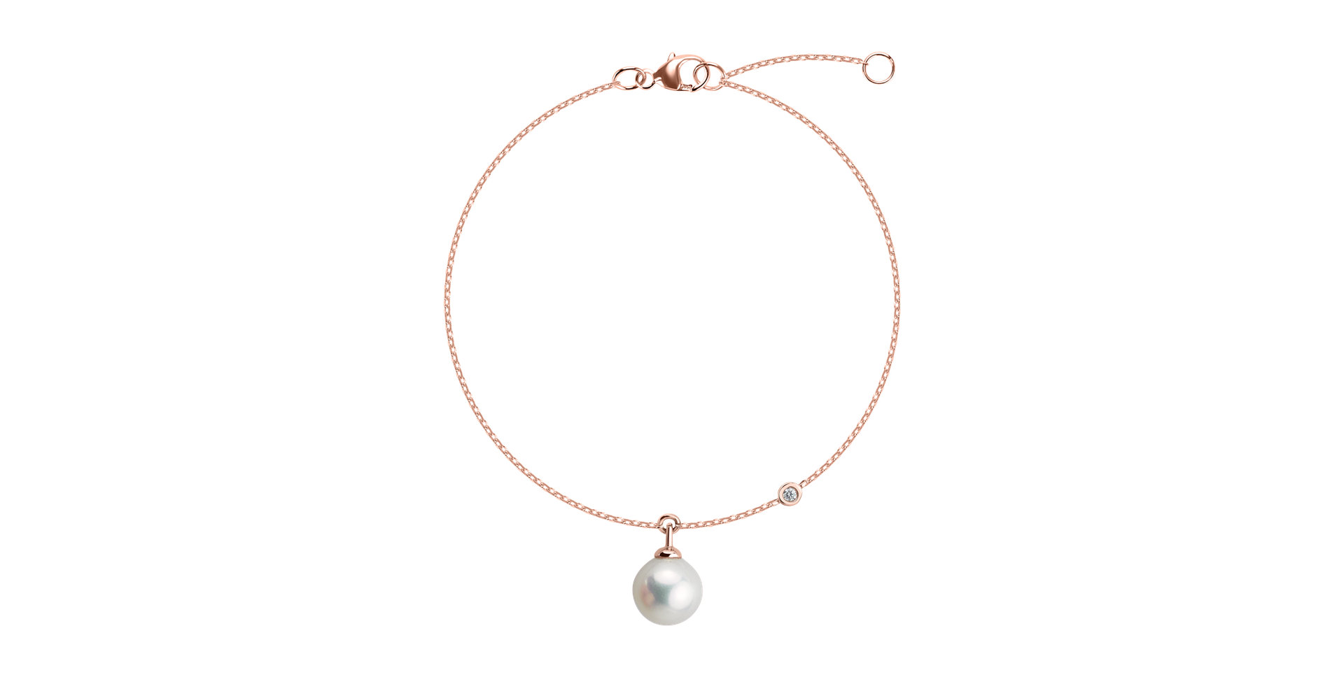 Náramok s diamantom a sladkovodnou bielou perlou Lovely Lake