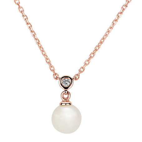 Náhrdelník s diamantom a sladkovodnou bielou perlou Historic Pearl