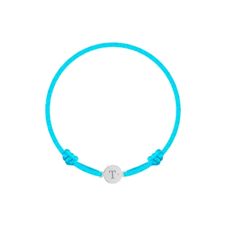 Detský diamantový náramok so šnúrkou Circle Letter T