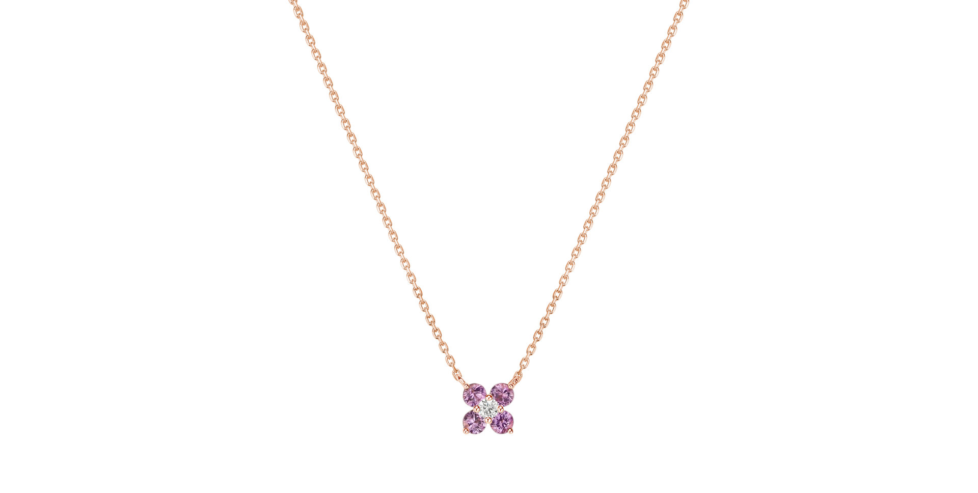 Náhrdelník s diamantom a ružovými zafírmi Divine Bloom