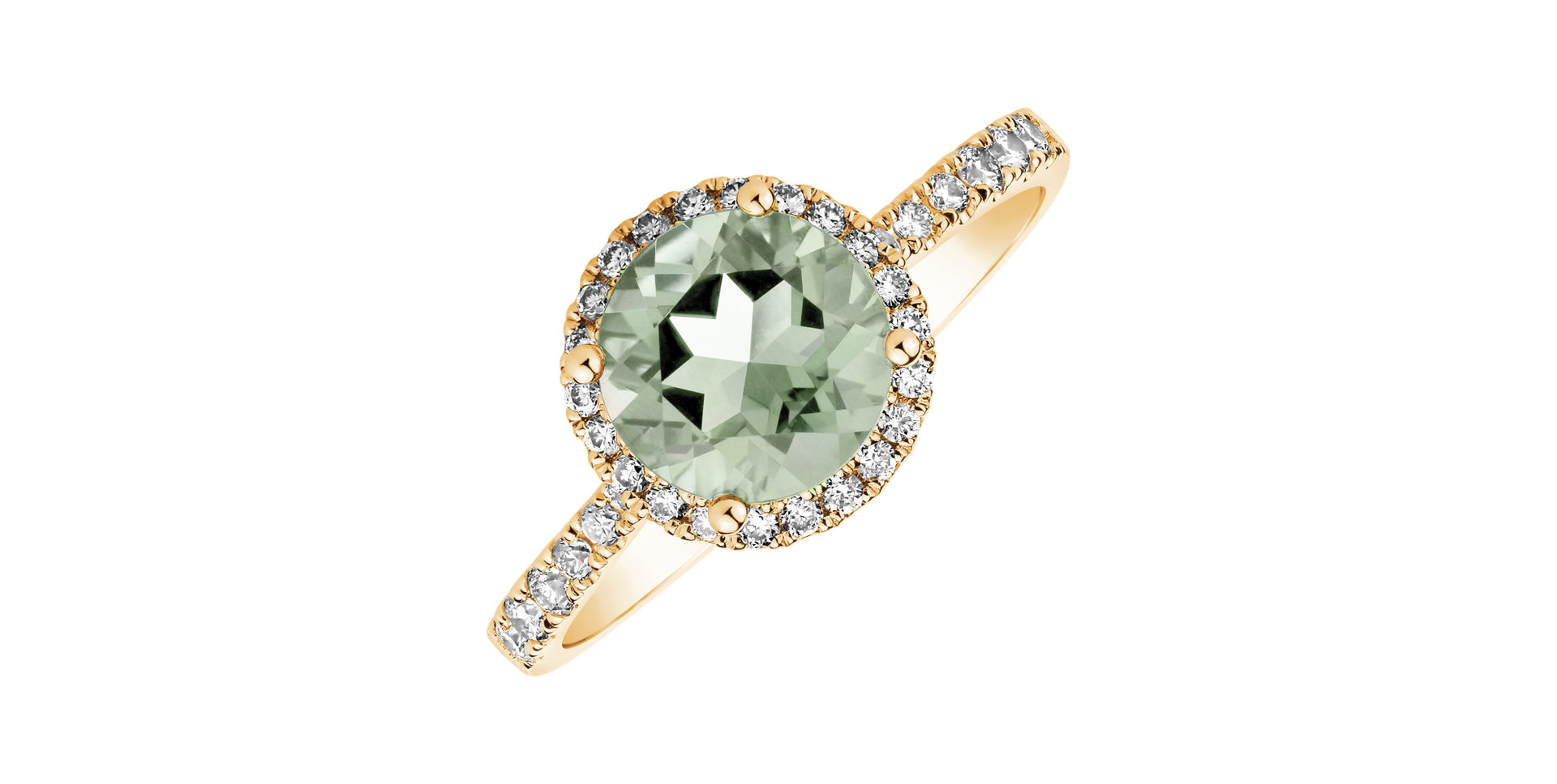 Prsteň s diamantmi a ametystom green Sparkly Bonbon