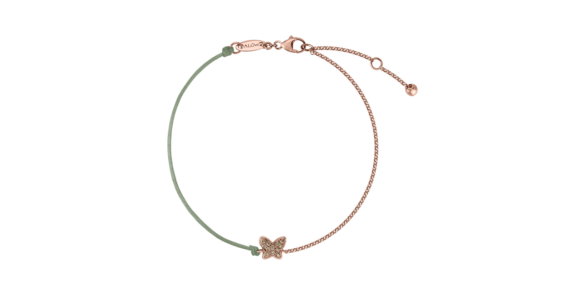 Náramok so šnúrkou a hnedými diamantmi Butterfly Secret