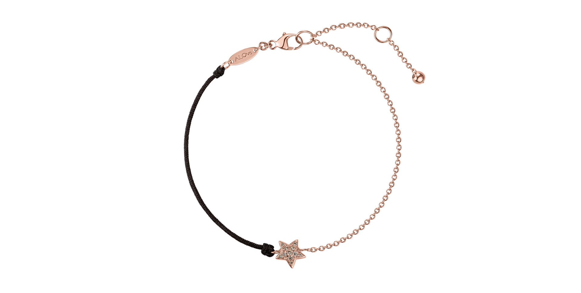 Náramok so šnúrkou a hnedými diamantmi Be a Star