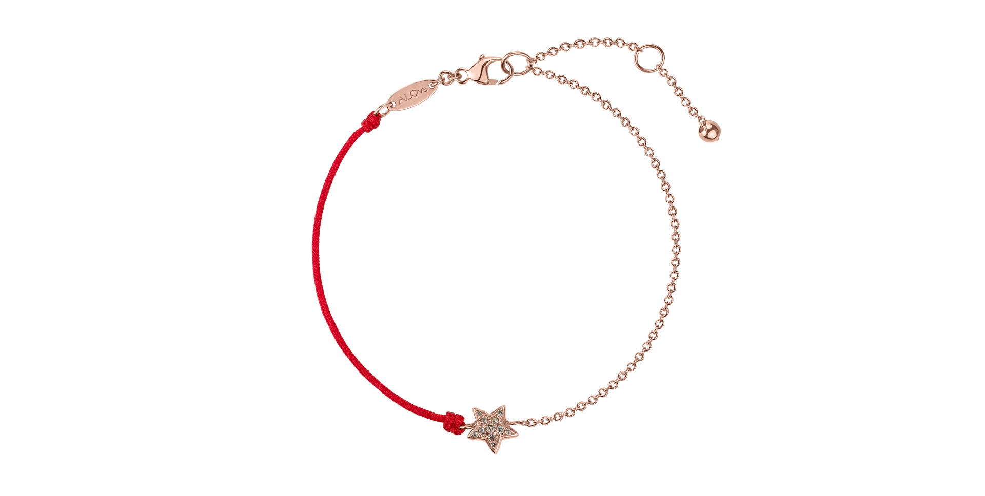 Náramok so šnúrkou a hnedými diamantmi Be a Star