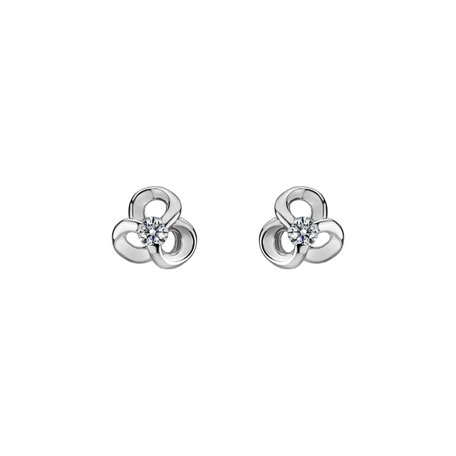 Náušnice s diamantom Curled Flower