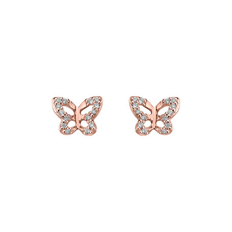 Náušnice s diamantmi Cute Butterfly