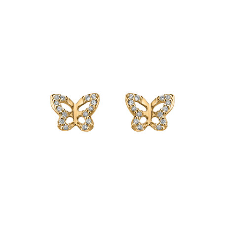 Náušnice s diamantmi Cute Butterfly