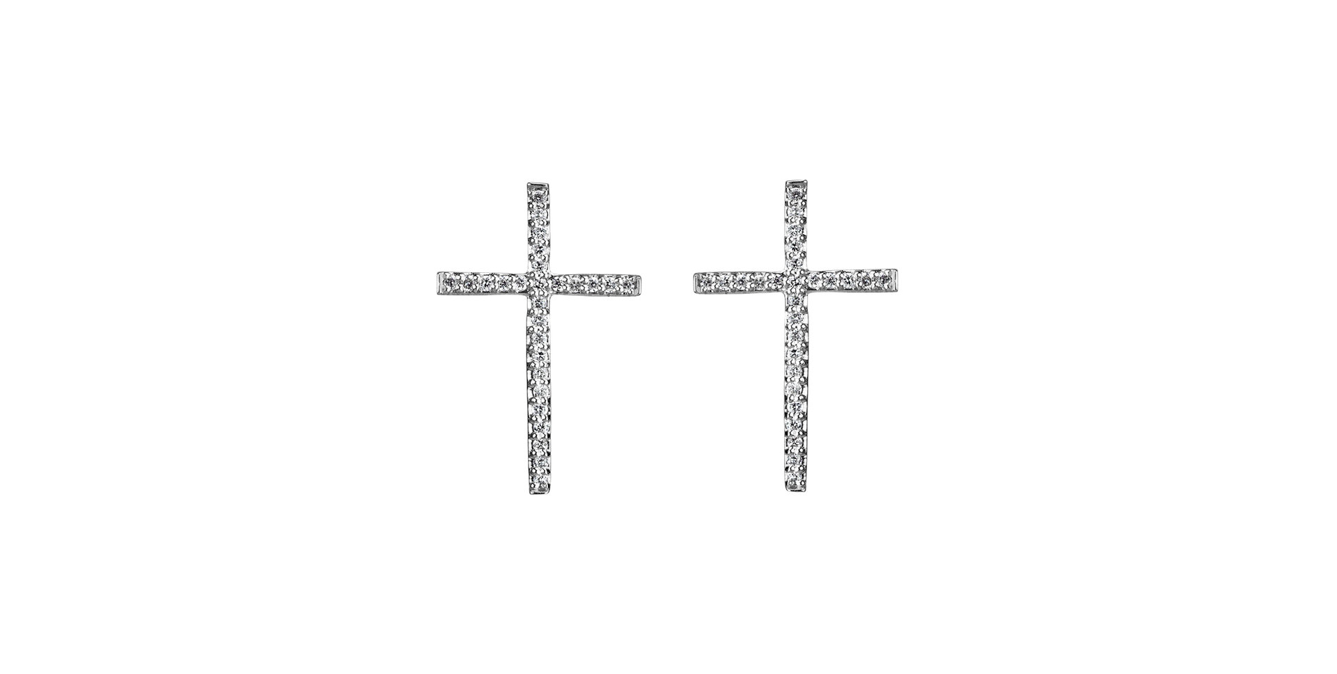 Náušnice s diamantmi Shimmering Cross