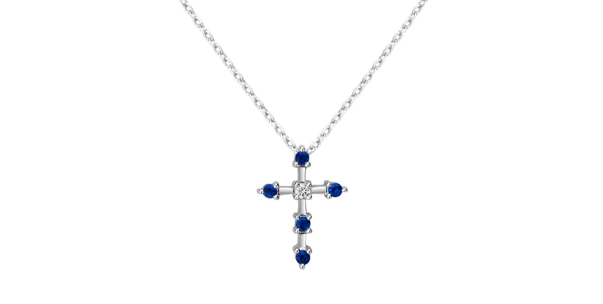 Náhrdelník s diamantom a zafírmi Sparkling Cross