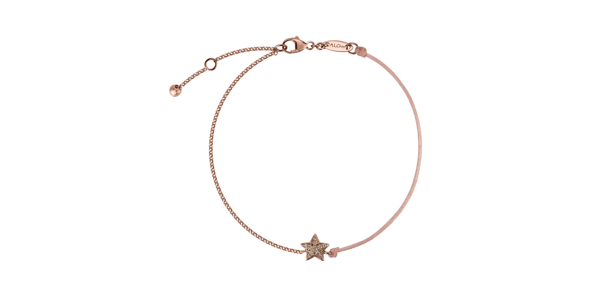 Náramok so šnúrkou a hnedými diamantmi Be a Star