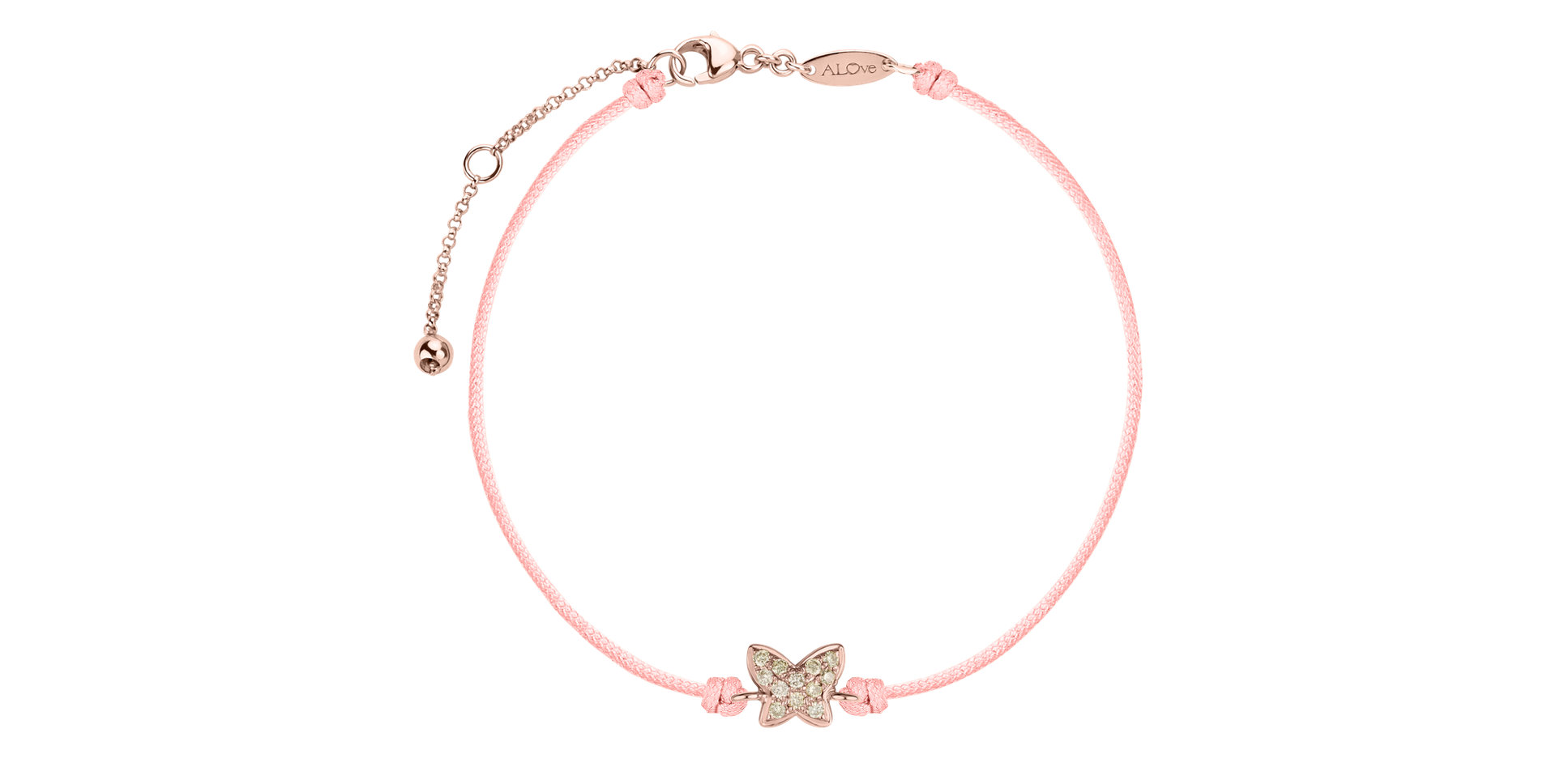Náramok so šnúrkou a hnedými diamantmi Magic Butterfly