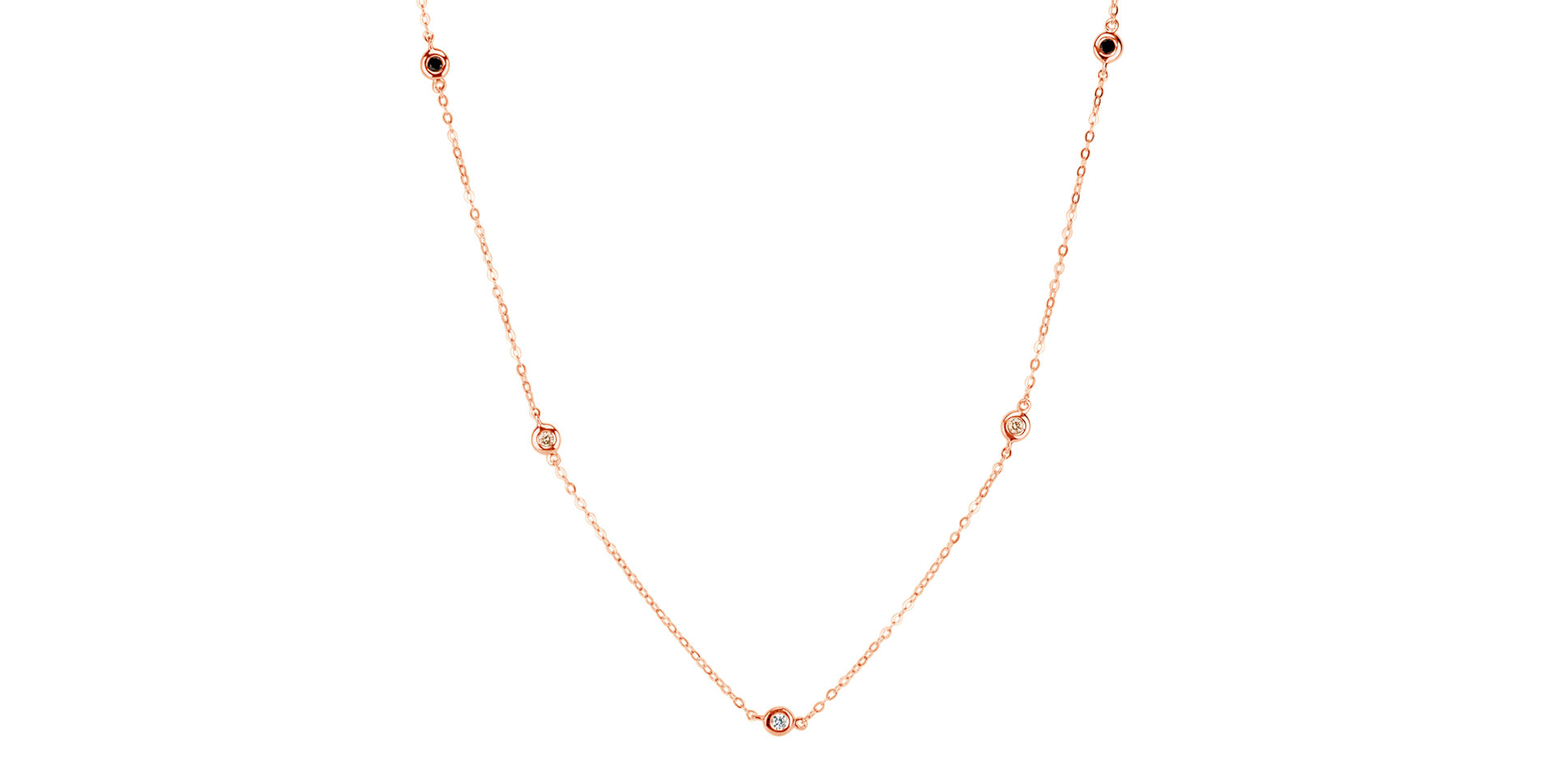 Náhrdelník s čiernymi, hnedými a bielymi diamantmi Dots