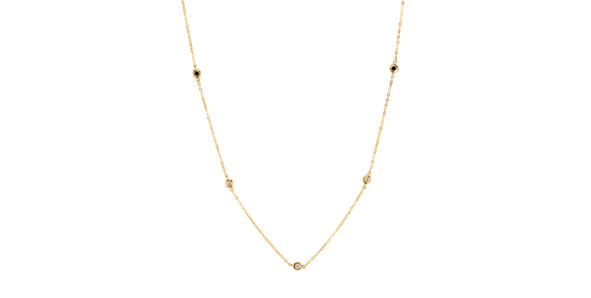 Náhrdelník s čiernymi, hnedými a bielymi diamantmi Dots