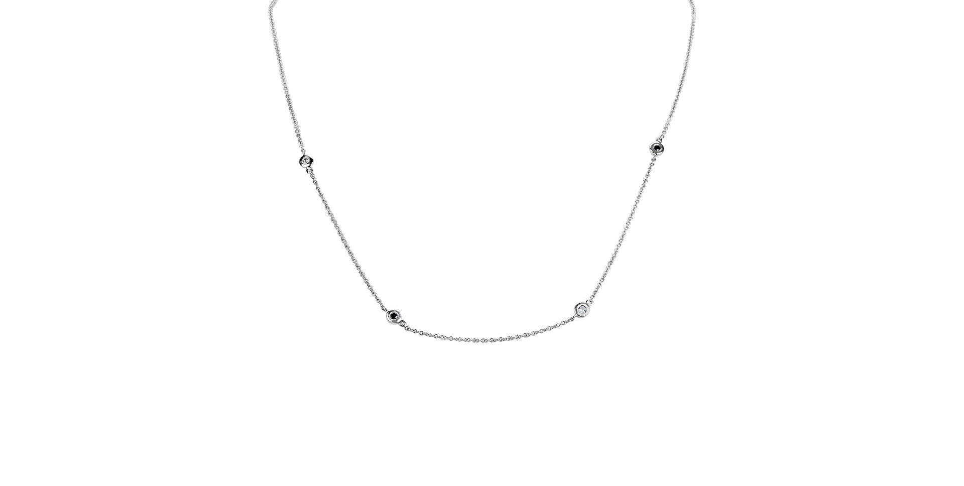 Náhrdelník s čiernymi a bielymi diamantmi Dots