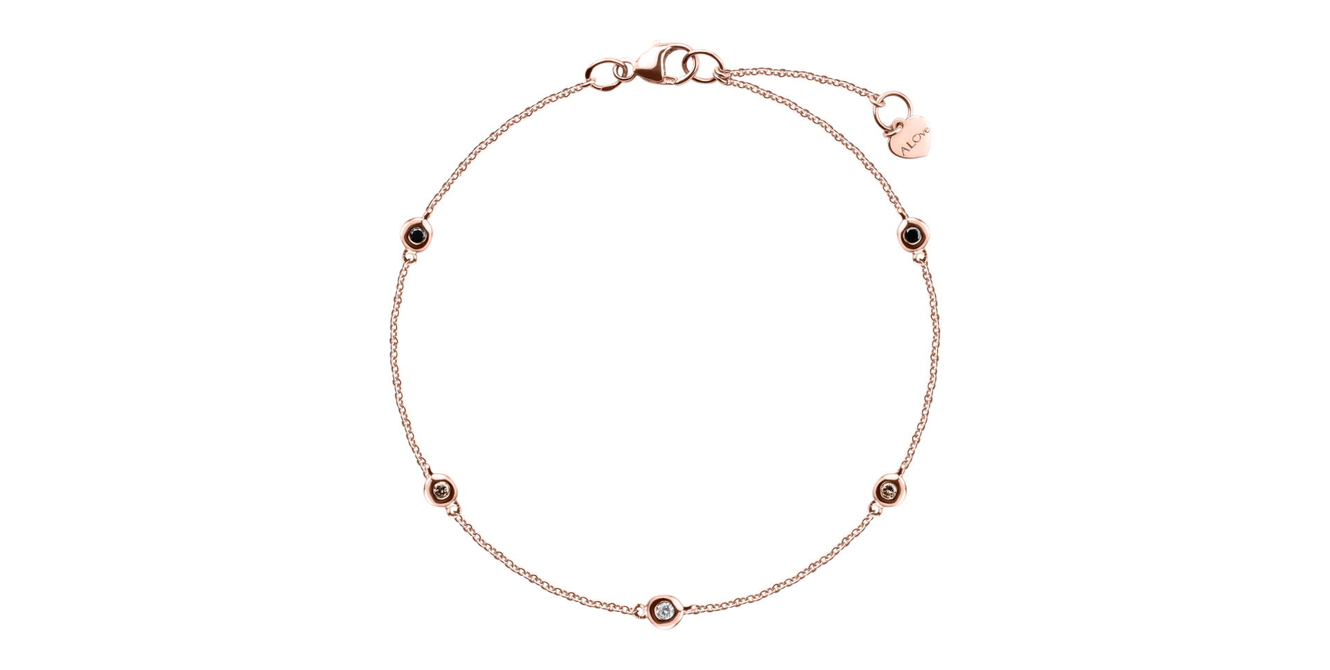 Náramok s bielymi, hnedými a čiernymi diamantmi Dots