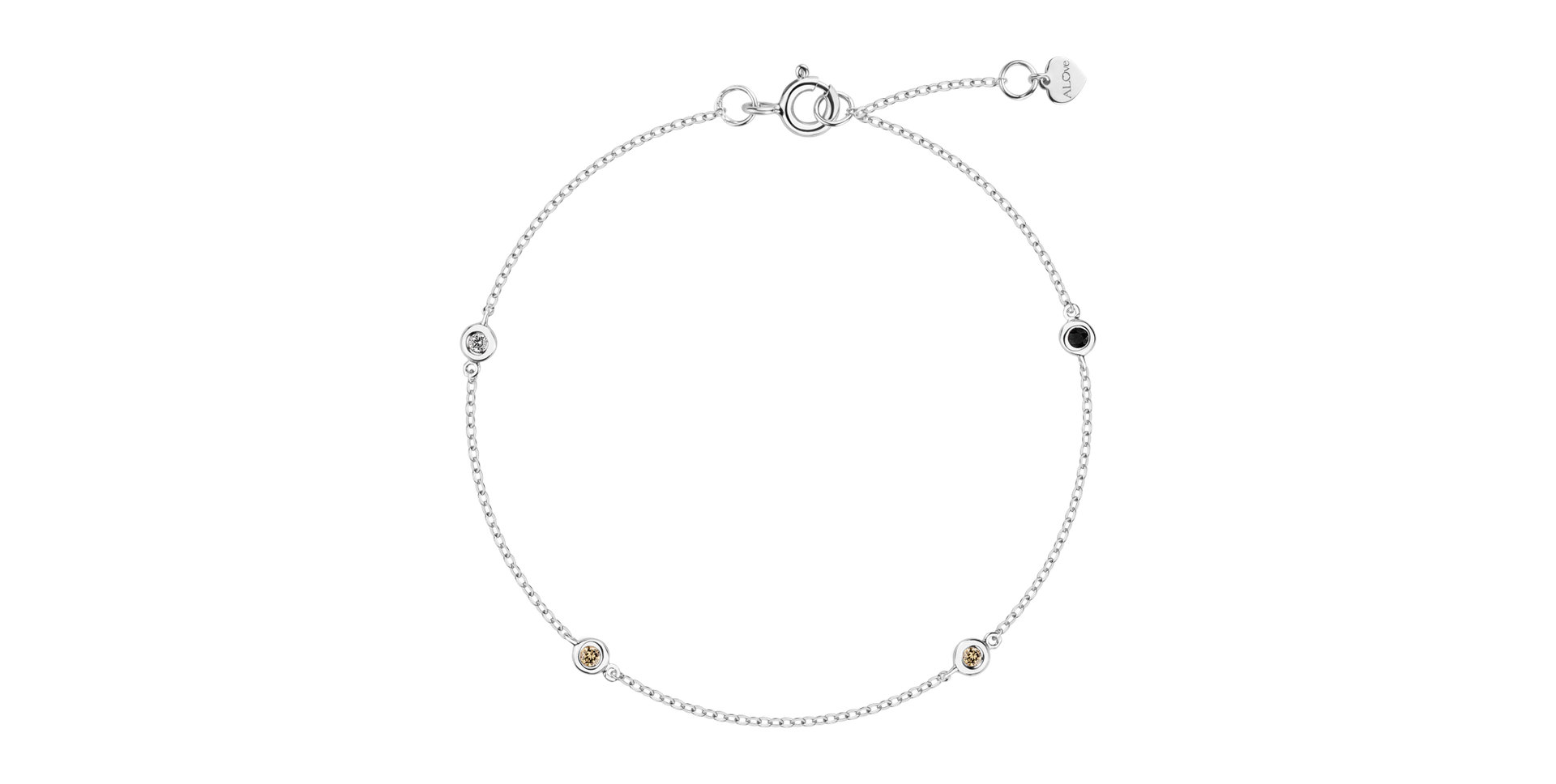 Náramok s hnedými a čiernymi diamantmi Dots