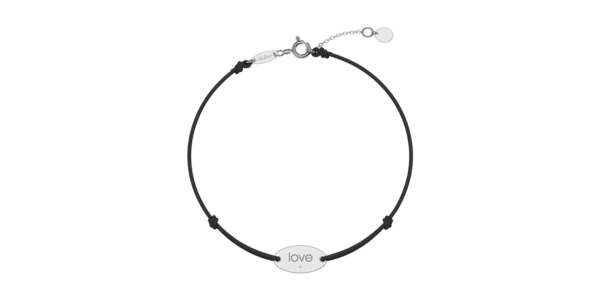 Diamantový náramok so šnúrkou Love