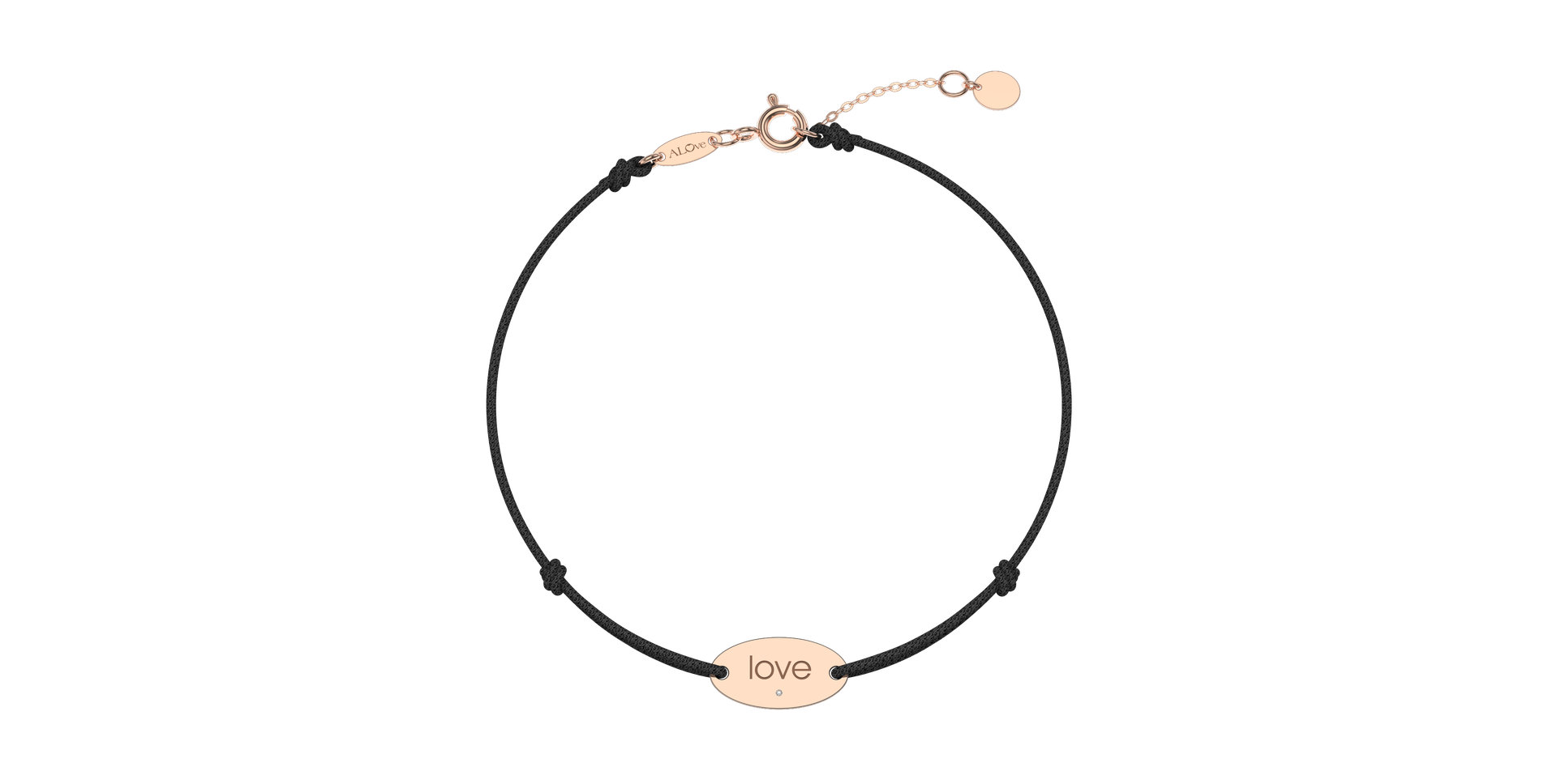 Diamantový náramok so šnúrkou Love