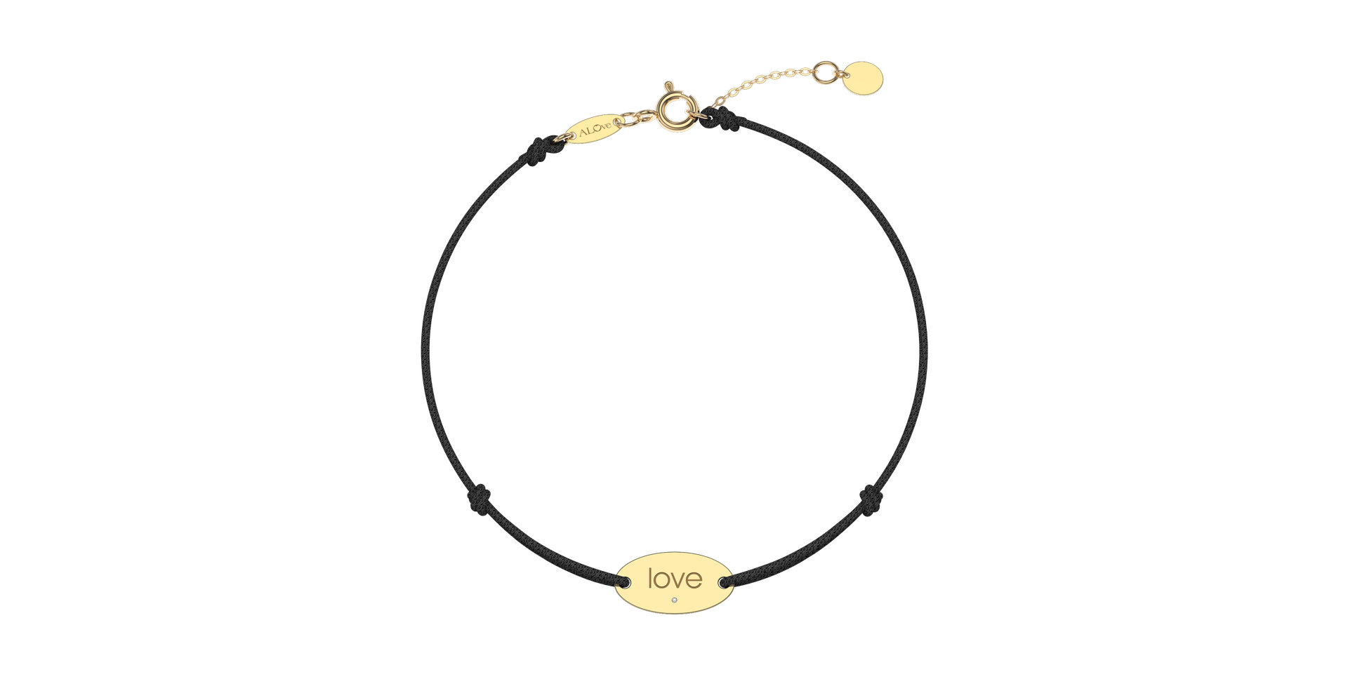 Diamantový náramok so šnúrkou Love