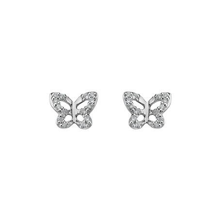 Náušnice s diamantmi Cute Butterfly
