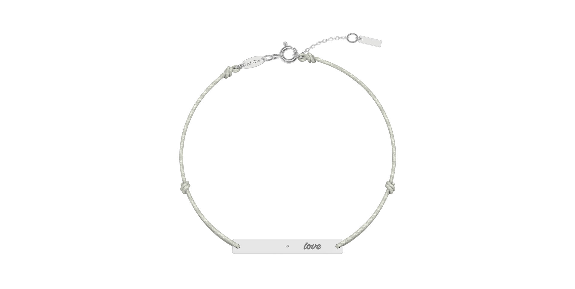 Diamantový náramok so šnúrkou Love