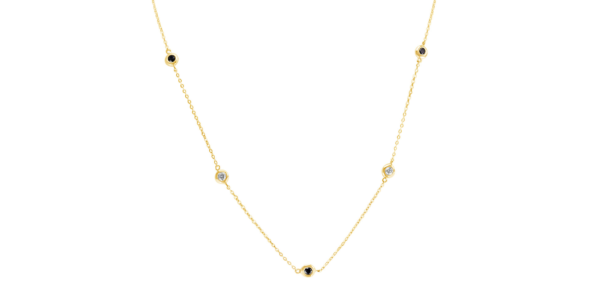 Náhrdelník s čiernymi a bielymi diamantmi Dots