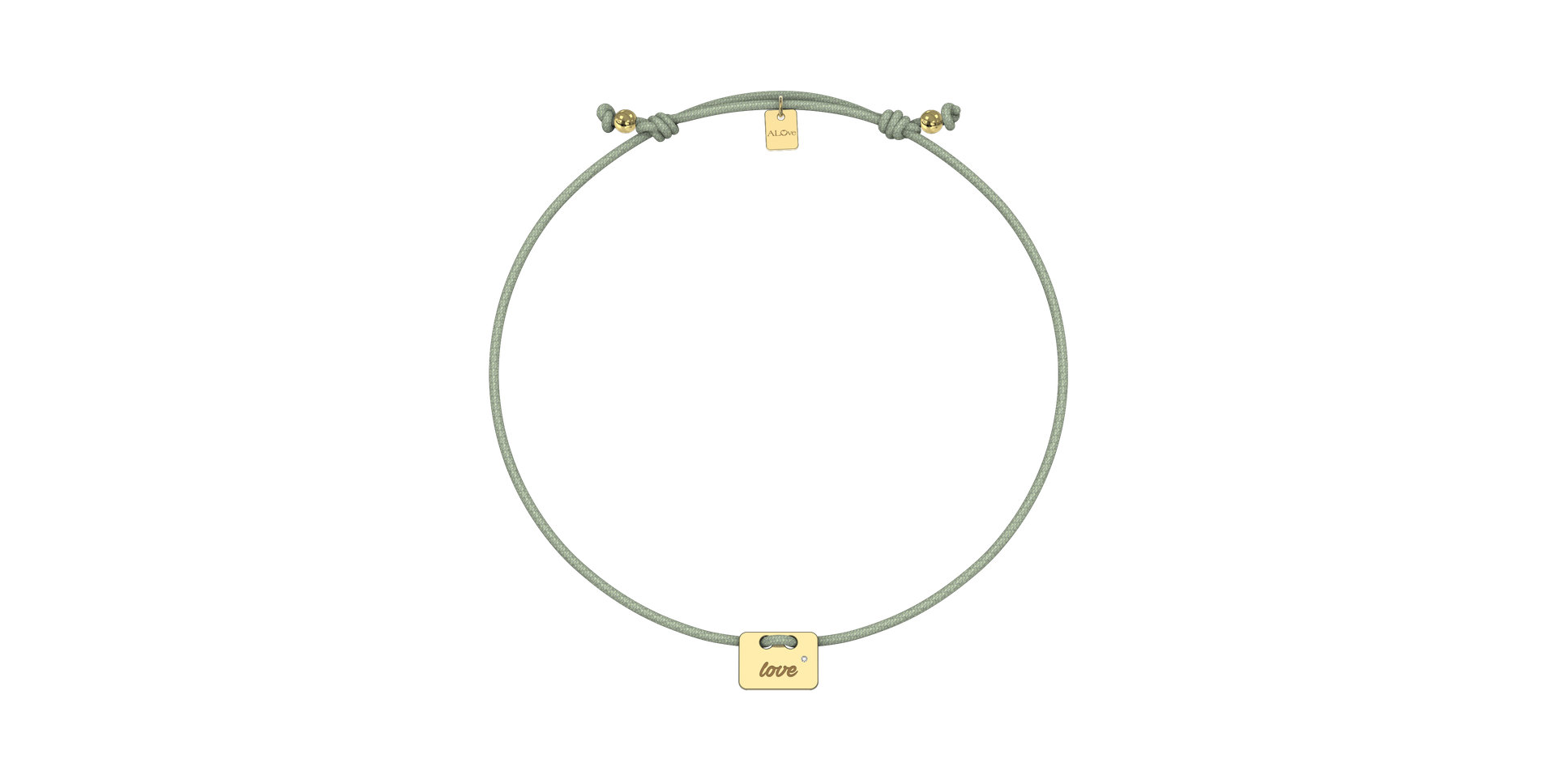 Diamantový náramok so šnúrkou Military Stamp Love