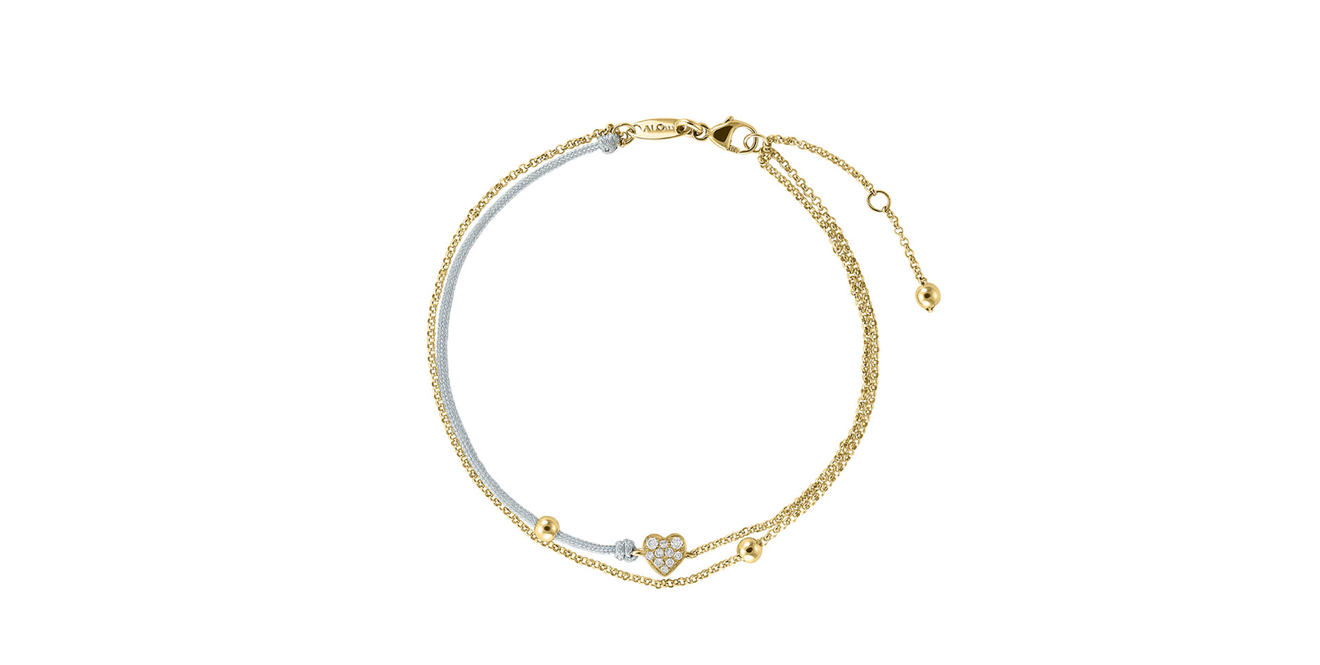 Diamantový náramok so šnúrkou Diamond Heart