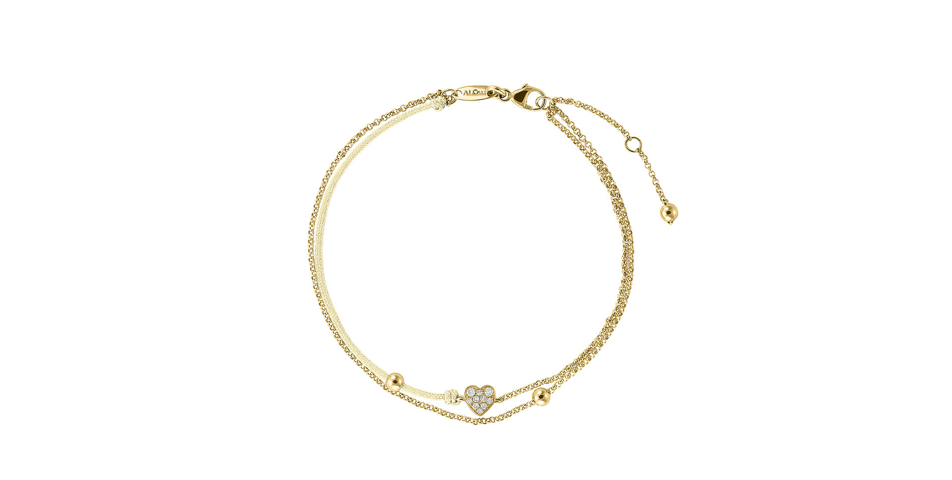 Diamantový náramok so šnúrkou Diamond Heart