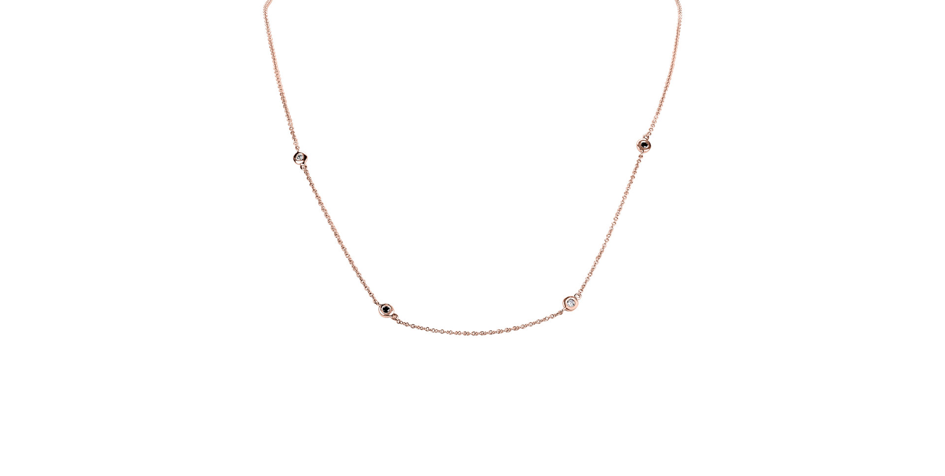 Náhrdelník s čiernymi, hnedými a bielymi diamantmi Dots