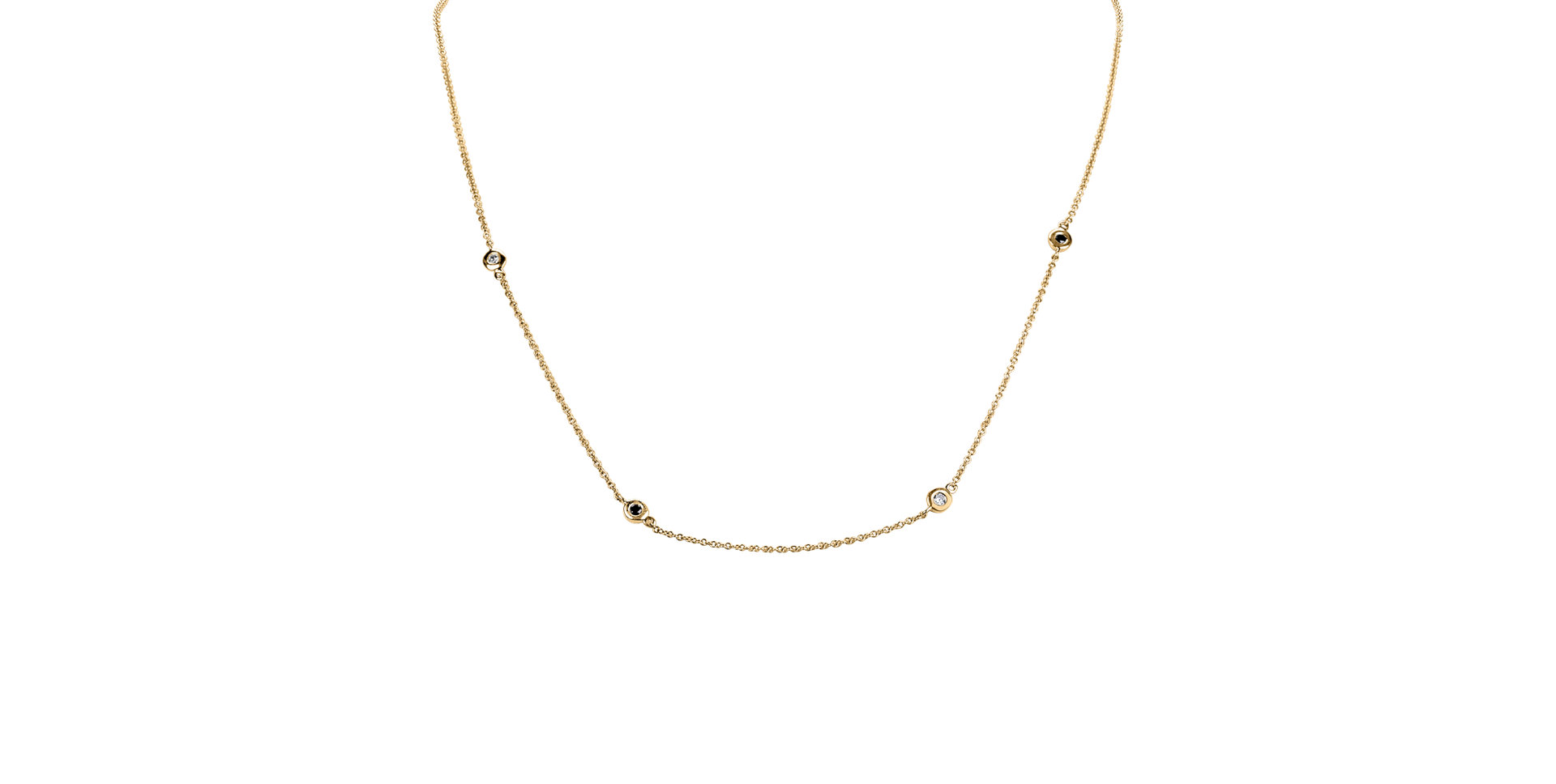 Náhrdelník s čiernymi a bielymi diamantmi Dots