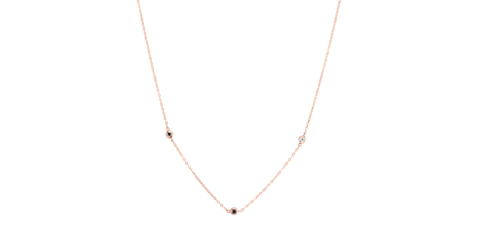 Náhrdelník s čiernymi, hnedými a bielymi diamantmi Dots