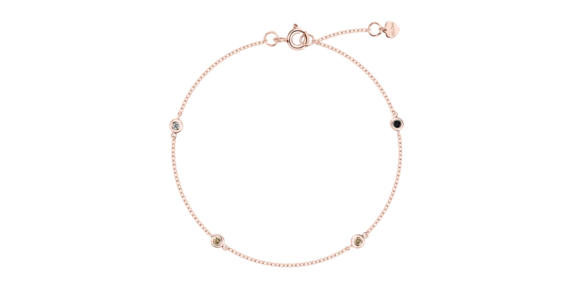 Náramok s hnedými a čiernymi diamantmi Dots