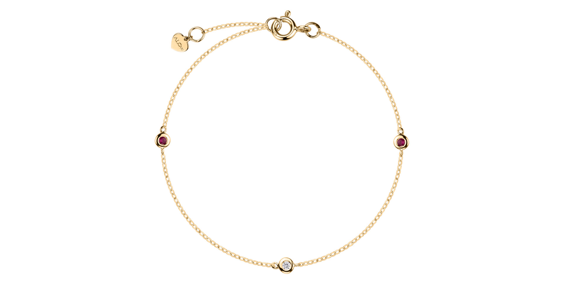 Náramok s diamantom a rubínmi Dots