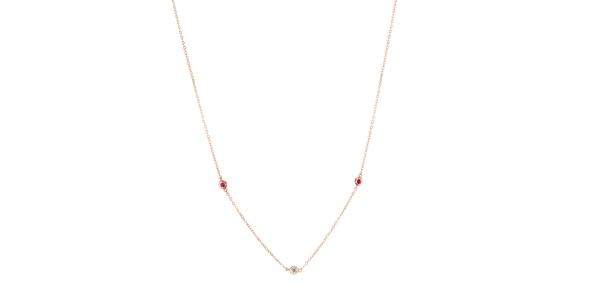 Náhrdelník s diamantom a rubínmi Dots