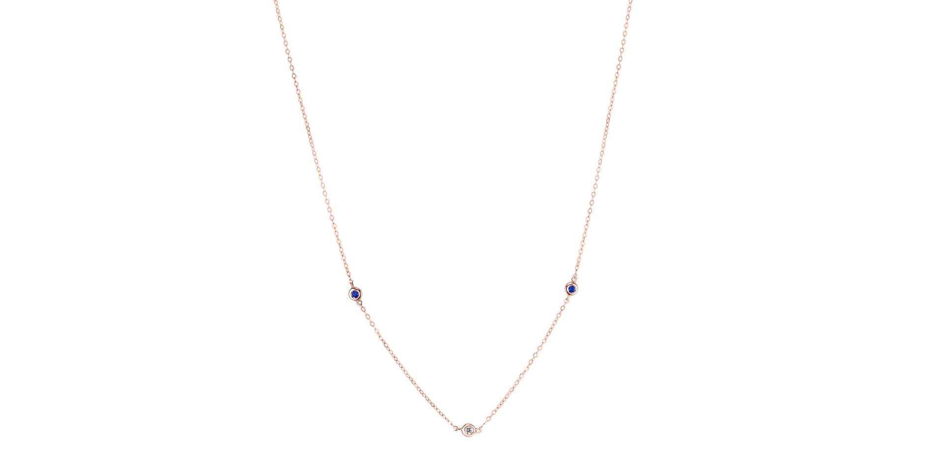 Náhrdelník s diamantom a zafírmi Dots