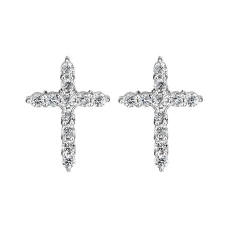 Náušnice s diamantmi Glittering Cross