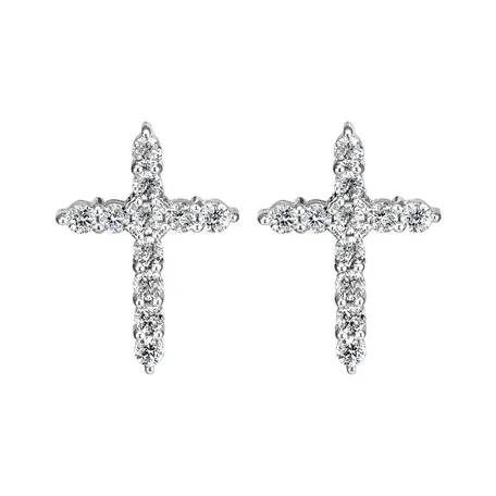 Náušnice s diamantmi Glittering Cross