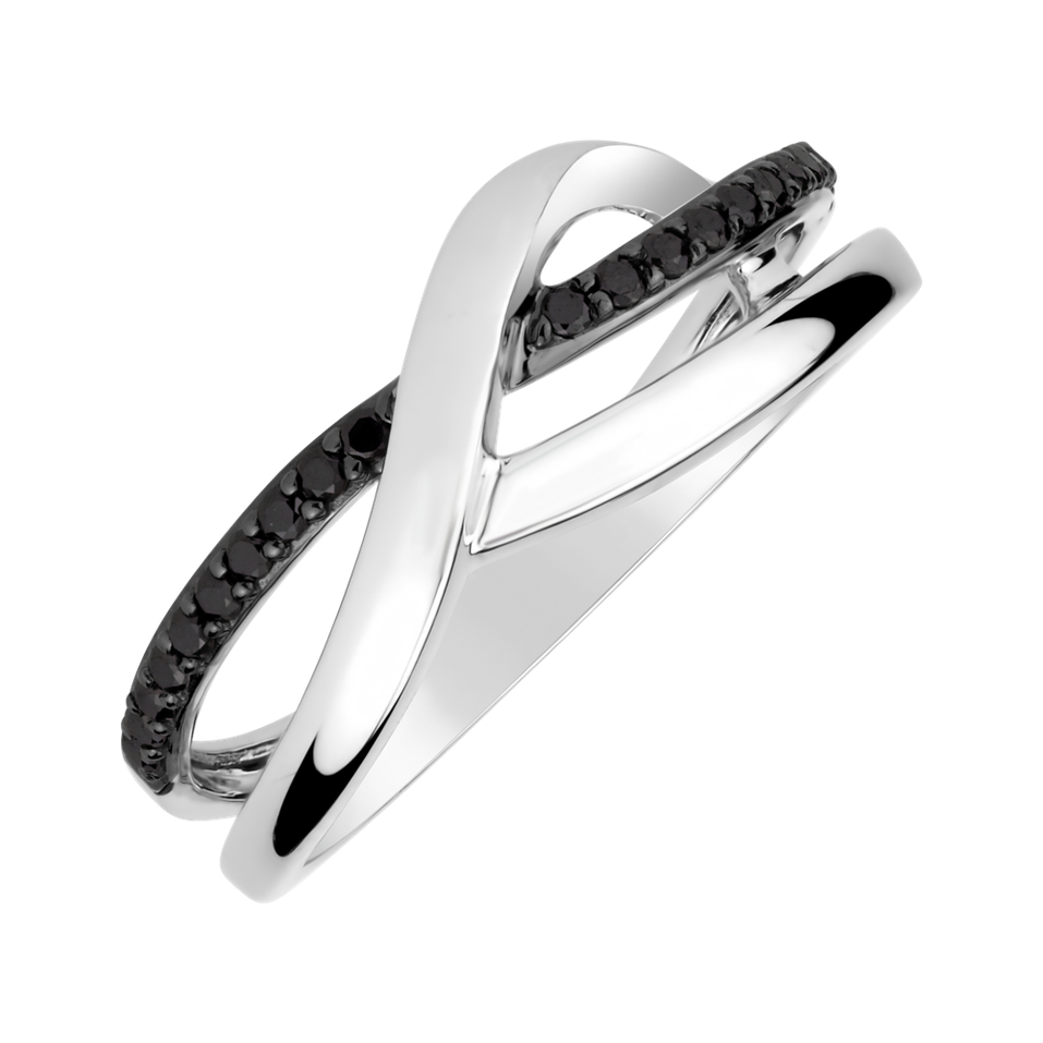 Prsteň s čiernymi diamantmi Elegant Twist